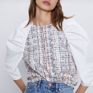 Zara women’s combination ruched blouse tops